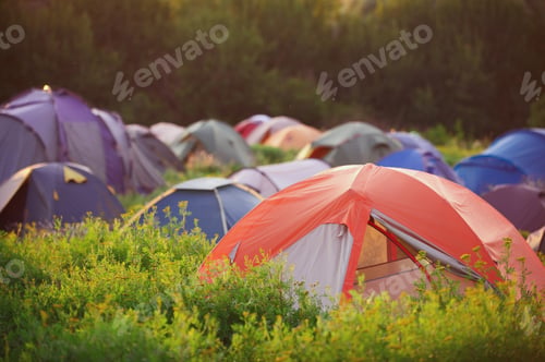 Preview: tent town at sunset