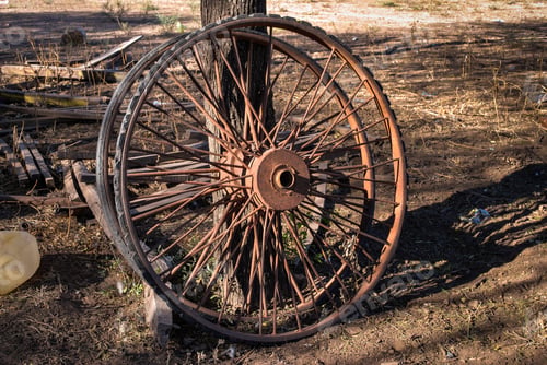 Preview: Closeup shot of wheels rusted by the passage of time