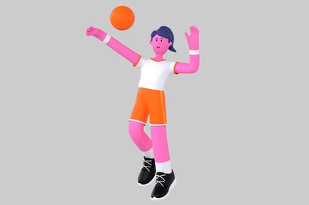 Preview: Athlete in mid-air with ball.