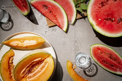Preview: Fresh organic watermelon and melon