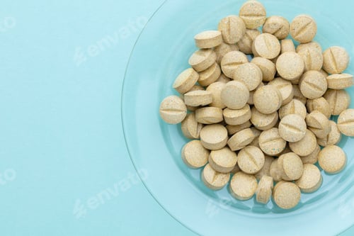 Preview: Homeopathic pill supplement. Alternative Medicine. Vitamin capsules.