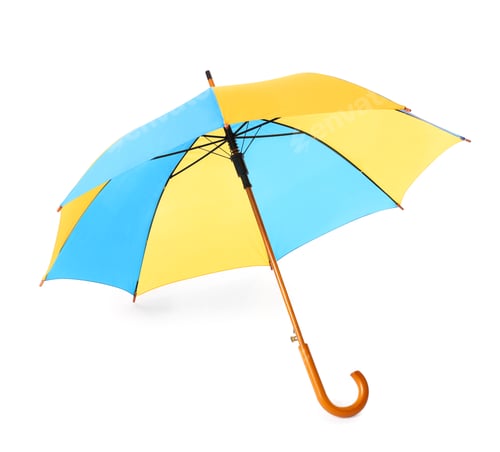 Preview: Modern opened bright umbrella isolated on white