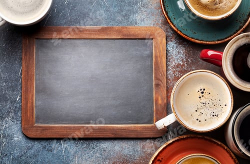 Preview: Many cups of coffee on stone table