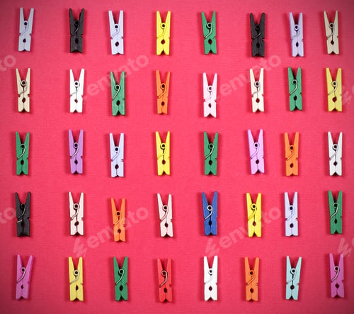 Preview: Clothespins Bright Little Different Color Lie On The Table