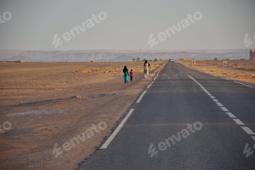 Preview: Road vanishing in Morocco desert near Merzouga