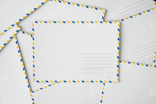 Preview: White blank postcards. Postal mail letter.