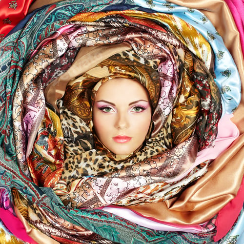 Preview: Young woman face with scarves