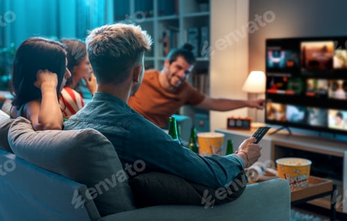 Preview: Friends watching movies together at home