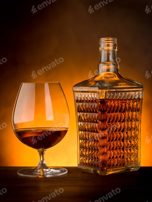 Preview: glass and luxury bottle of liquor