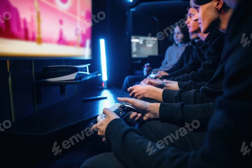 Preview: Young gamers are with console controllers indoors