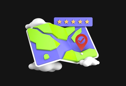 Visualização: Localização de 5 estrelas no mapa