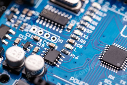 Preview: Microprocessor on blue circuit board