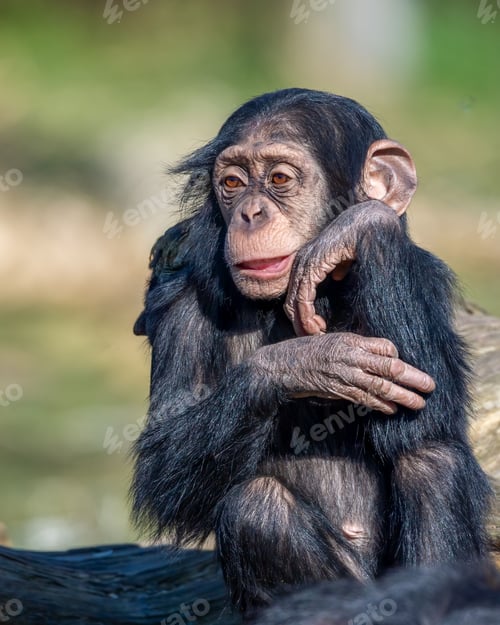 Preview: Thoughtful chimpanzee in natural setting