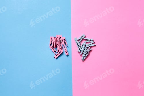 Preview: Top view of newborn background decoration with copy space, newborn gender prediction concept