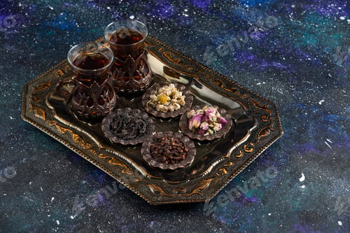 Preview: Fragrant tea and various dry herbs and spices