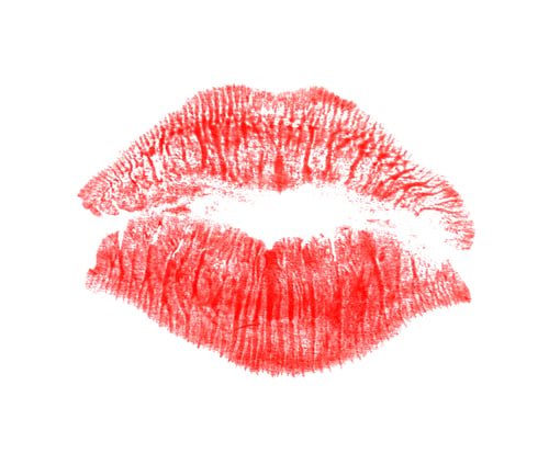 Preview: Lipstick kiss, isolated on white