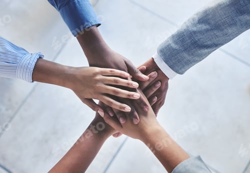 Preview: Diversity, partnership and global hands stack of men and women in a company. Team building, support