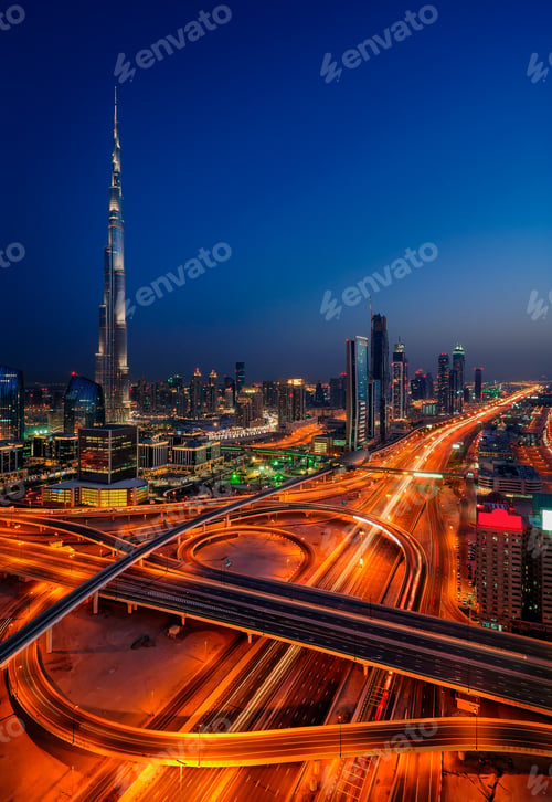 Preview: Dubai downtown skyline with tallest skyscrapers and beautiful sky, Dubai, United Arab Emirates