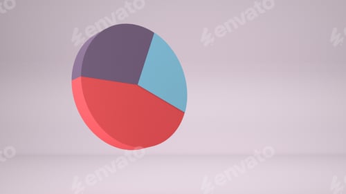 Preview: 3D render of colorful business diagram on pink background