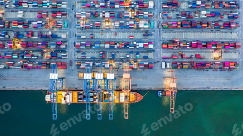 Preview: Container ship global business freight import export logistic transportation.
