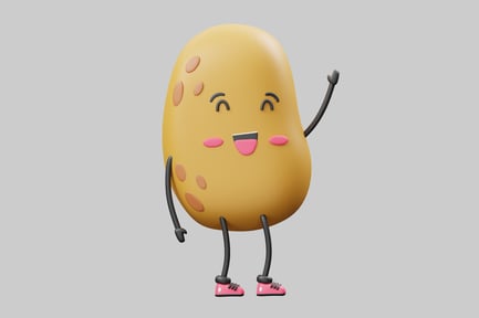 Preview: Happy potato character waving hello