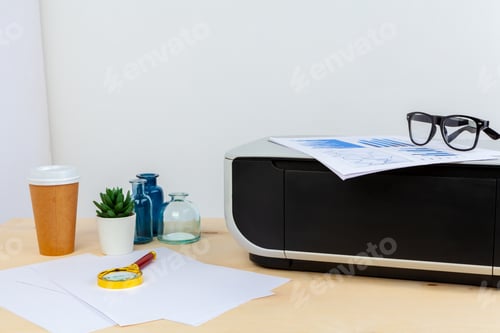 Preview: Modern printer machine for home use close up