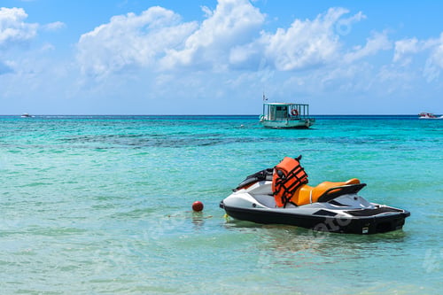 Preview: Mesmerizing shot of a beautiful seascape with a water bike