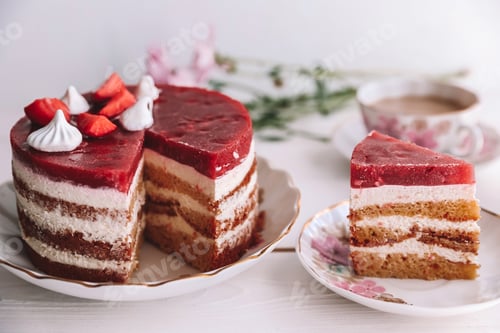 Preview: Delicious Layer Cake Topped with Berries and Meringue