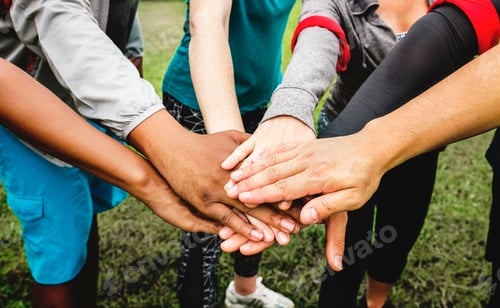 Preview: Diverse people stacking their hands