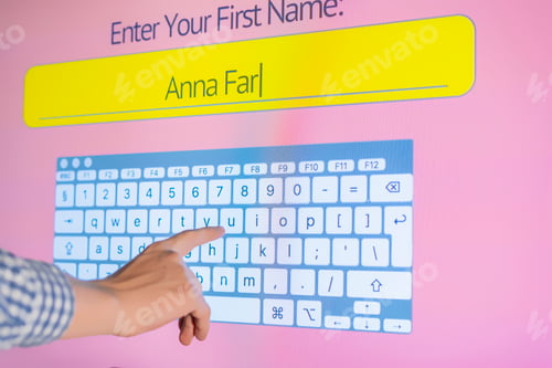 Preview: hand enter the name on a touch panel screen d