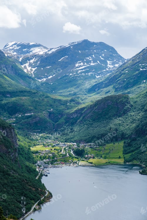 Preview: Majestic Norwegian Fjord Valley, Geiranger fjord Norway