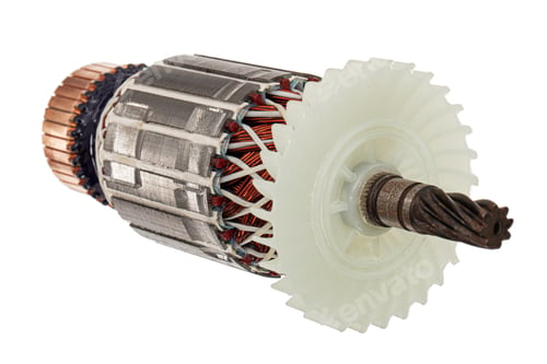 Preview: Rotor or of anchor electric motor closeup, isolated on white background