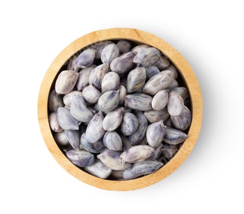 Preview: peanuts in wood bowl on white background
