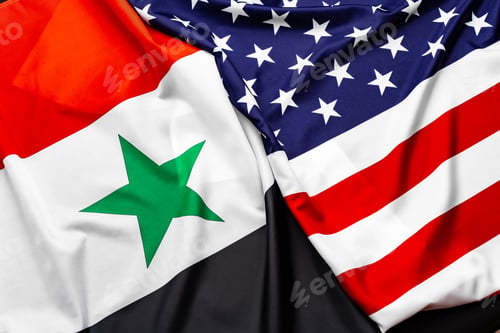 Preview: United States of America flag and Syria flag together