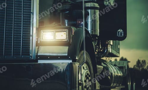 Preview: Semi Truck Cowboy Driver Enoying Scenic Sunset Next to His Vehicle
