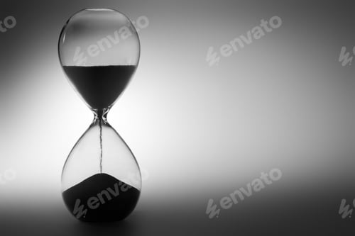 Preview: Black and white photo of hourglass close up