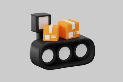 Preview: Cartoon conveyor belt with boxes