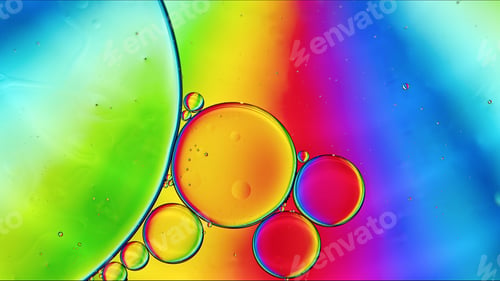 Preview: Abstract Colorful Food Oil Drops Bubbles and spheres Flowing on Water Surface