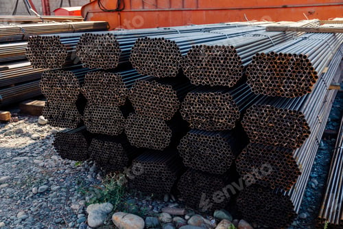 Preview: Stack of galvanized iron pipes