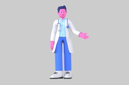 Preview: Cartoonish pink doctor character
