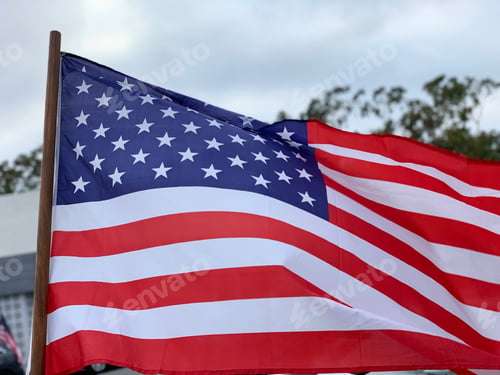 Preview: Close up of the American flag blowing in the wind