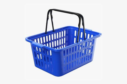 Preview: Blue Plastic Shopping Basket with Black Handle