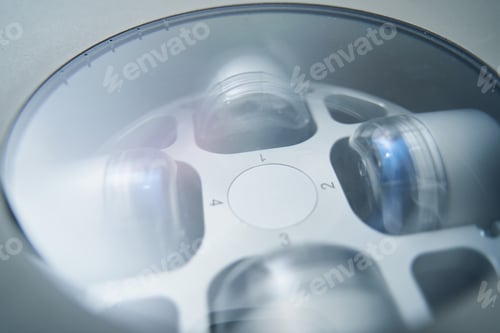 Preview: Blood sample containers in laboratory centrifuge machine