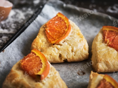 Preview: Homemade orange scones food photography recipe idea