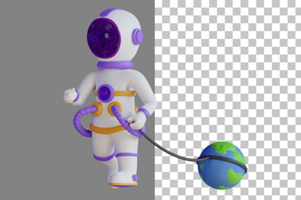 Preview: Astronaut pulling planet earth 3D Illustration