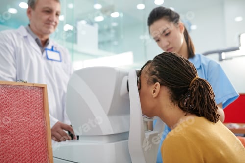 Preview: Woman Getting Eyes Tested in Clinic