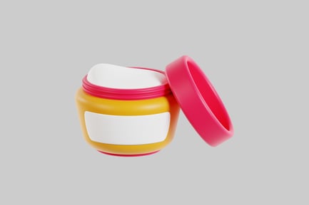 Preview: Cream container open pink lid