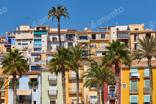 Preview: Traditional mediterranean village of Villajoyosa. Colorful facades. Alicante, Spain