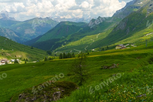 Preview: Mountain landscape along the road to Pordoi pass, Dolomites