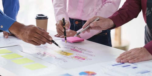 Preview: Group of Diverse Creative discussion about analyzing data financial report and new start up project